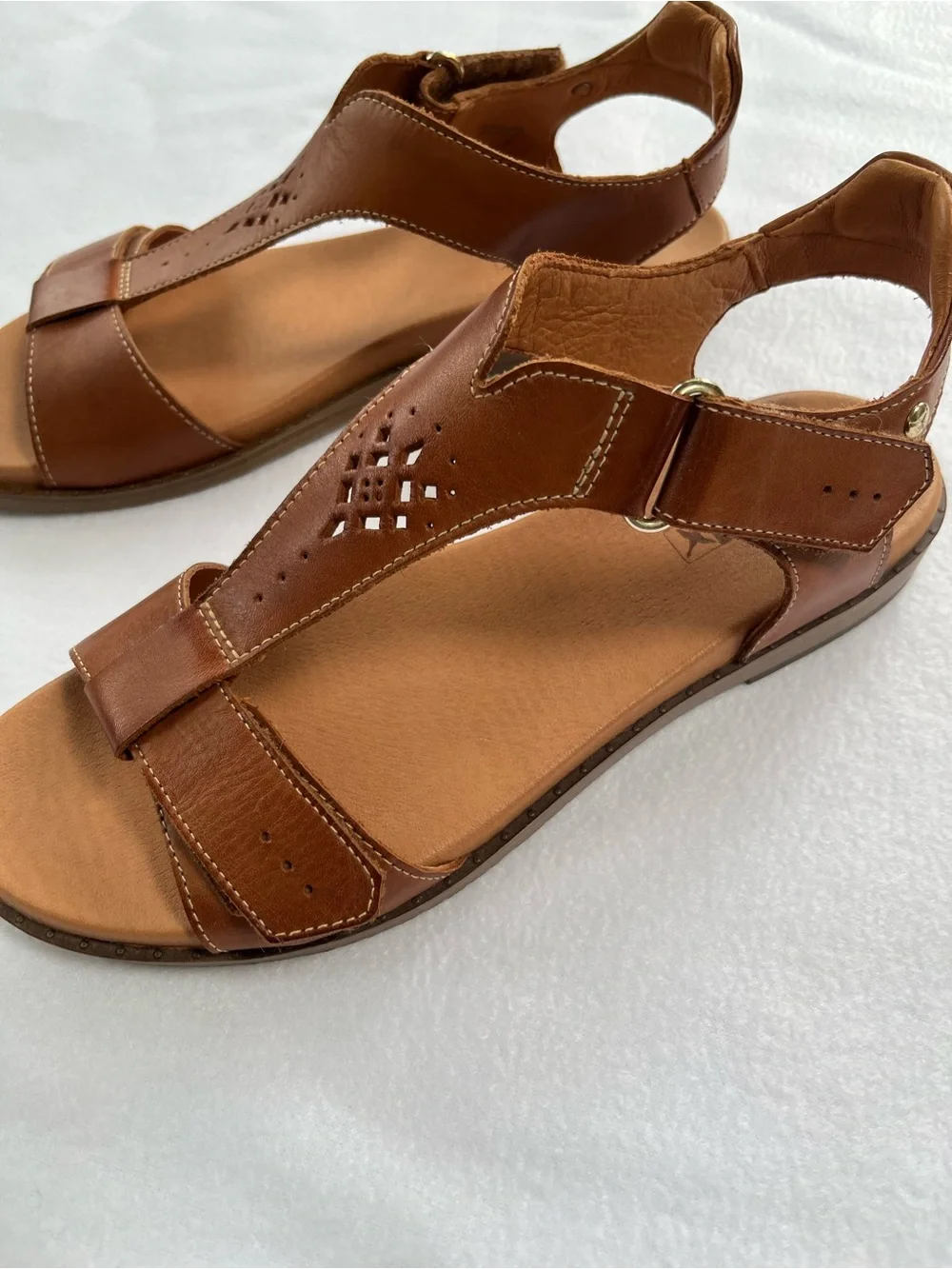 PIKOLINOS Formentera Brown Leather T-Strap Sandals Size 7.5